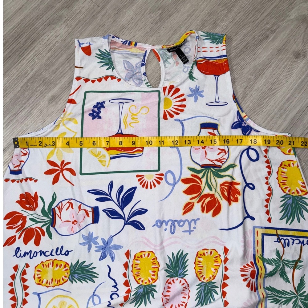 Allison Brittney Womens Tropical Italia Limoncello Print Trapeze Dress Large - Picture 7 of 10